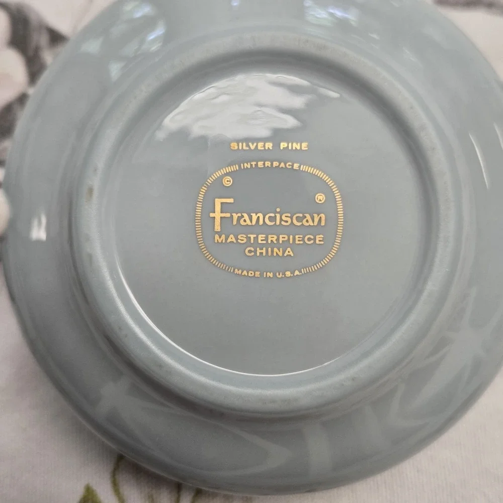 Franciscan Silver Pine Sugar Bowl with Lid, MCM